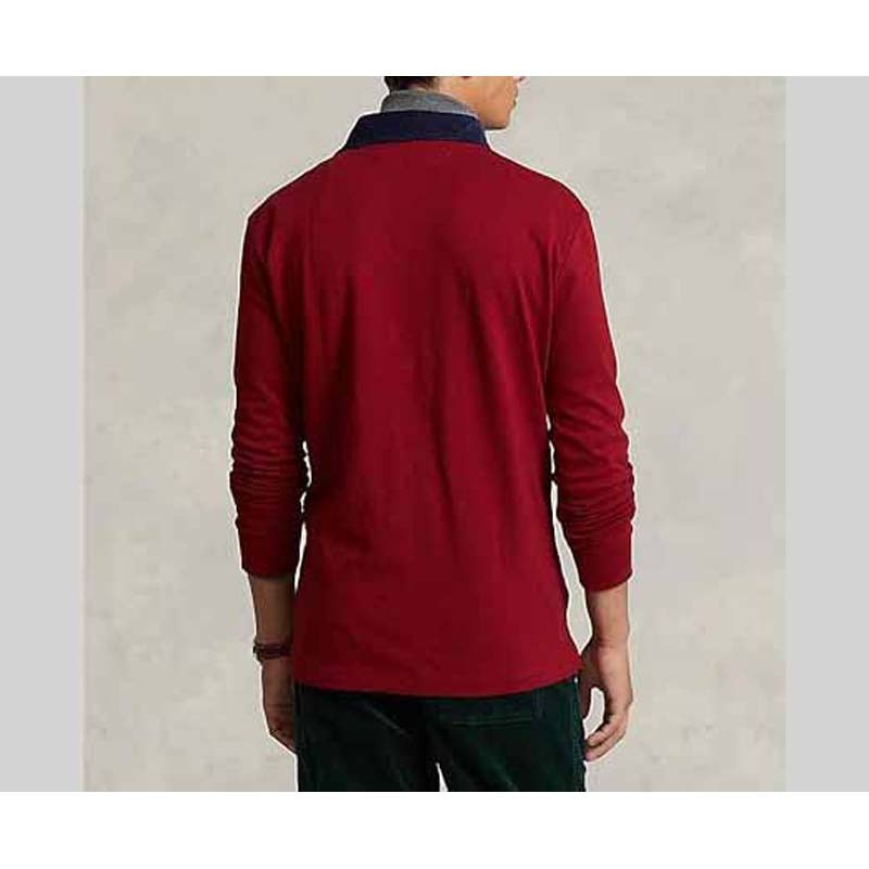 2024 Wholesale Popular Fashion Design Custom Men Striped Rugby Polo Long Sleeve Shirt