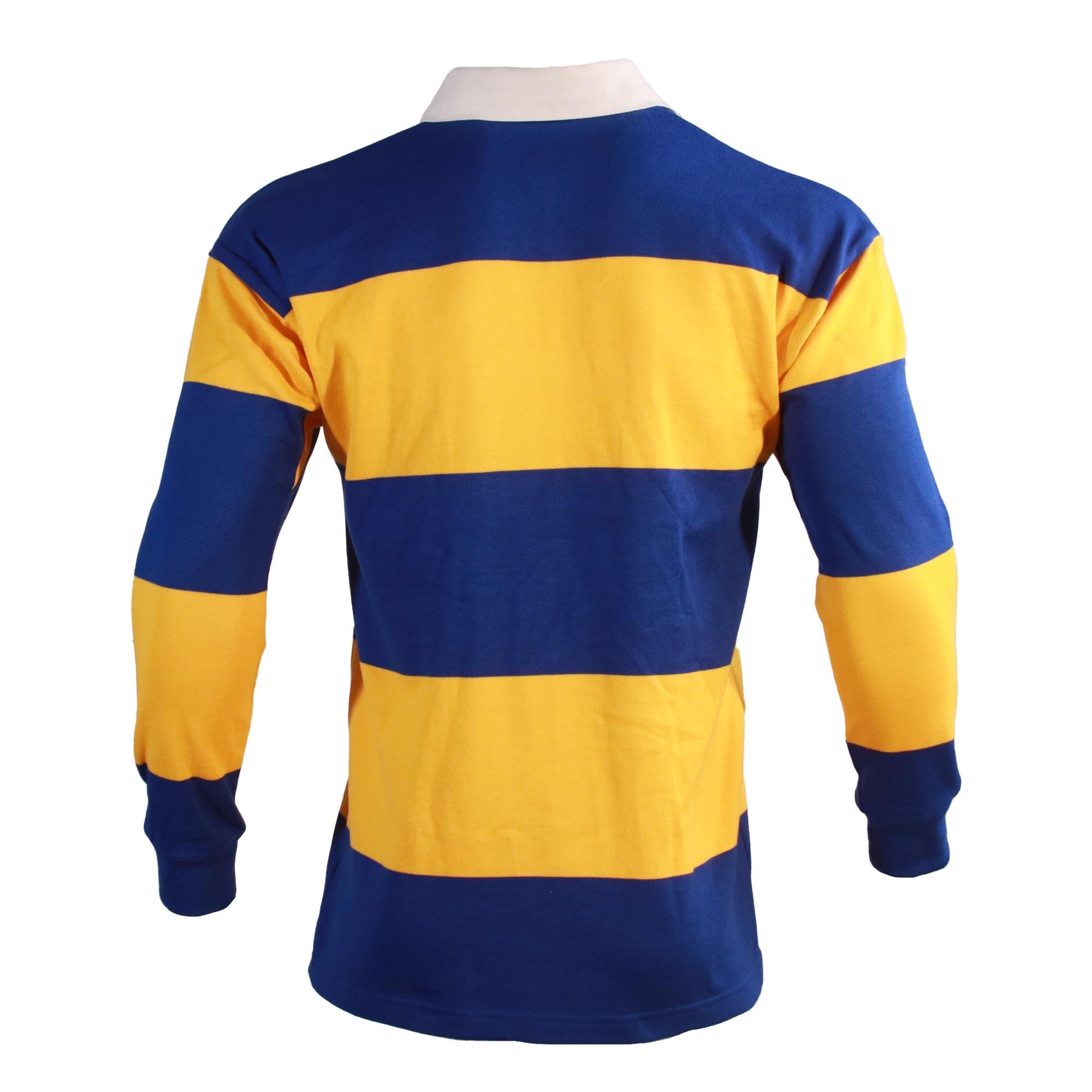 Custom University Organic Stripe Streetwear Rugby Jumper 350gsm Long Sleeve With Elbow Patches Vintage Wash Rugby Polo Shirts