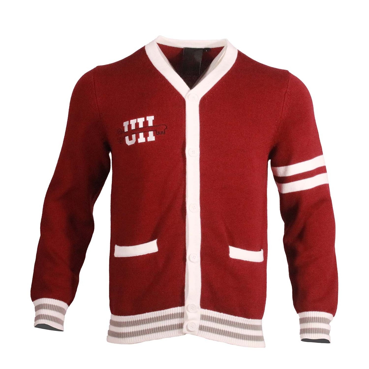 Custom OEM & ODM Button Casual Knit Long Sleeve Sweater Cardigan Sweater Collegiate Knitted Varsity Cardigan