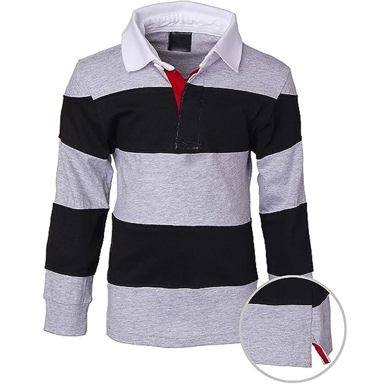 2023 Cotton Long Sleeves Stripes Best Quality Rugby Polo Shirts for Rugby Football Wear Custom Kids Rugby Jerseys