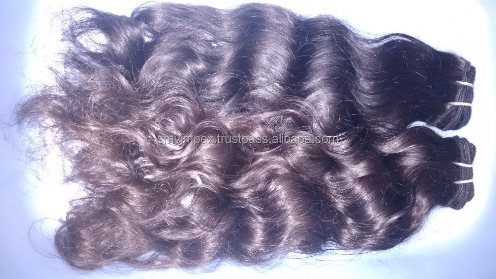 100% unprocessed Wavy virgin indian hair weaving extensions 4oz/pack 6