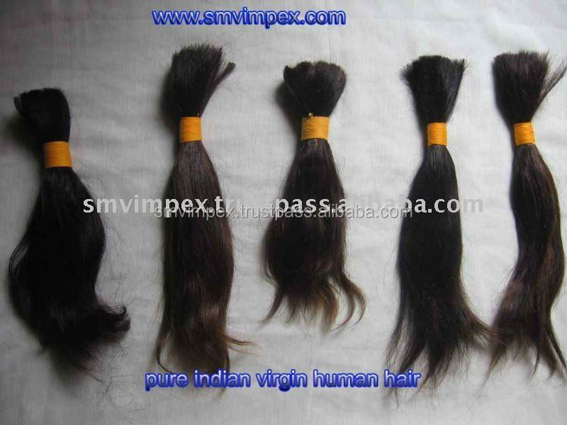 Human hair material,Indian 100% unprocessed cutter remy hair bulk factory price