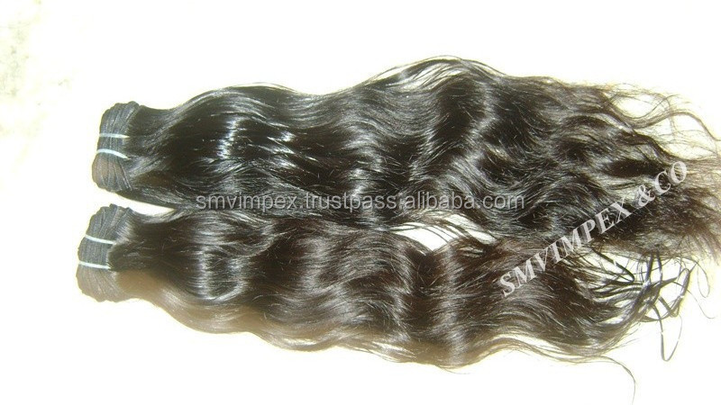 100% unprocessed Wavy virgin indian hair weaving extensions 4oz/pack 6