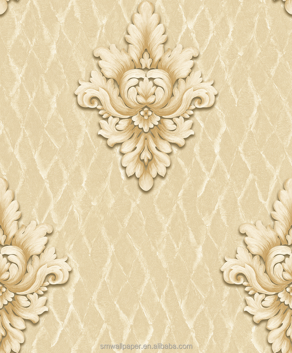 Popular in African Market Modern Design 3D Wall Paper Rolls Embossed Damask Pattern Wallpaper 3d Wall Paper