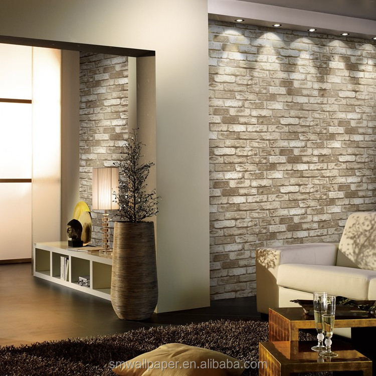 Luxury Living Room Wallpaper Factory Supplier 3D Home Decoration Wall Paper Decor white brick wallpaper