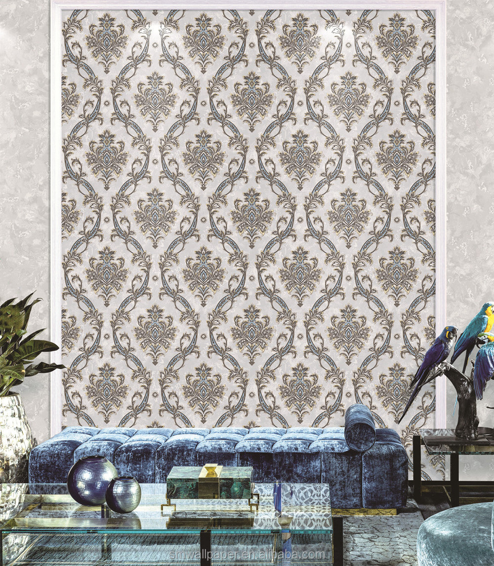 Bedroom wall paper morden damask wallpaper wall interior soundproof vinyl wallpaper