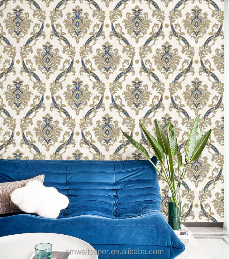 Bedroom wall paper morden damask wallpaper wall interior soundproof vinyl wallpaper