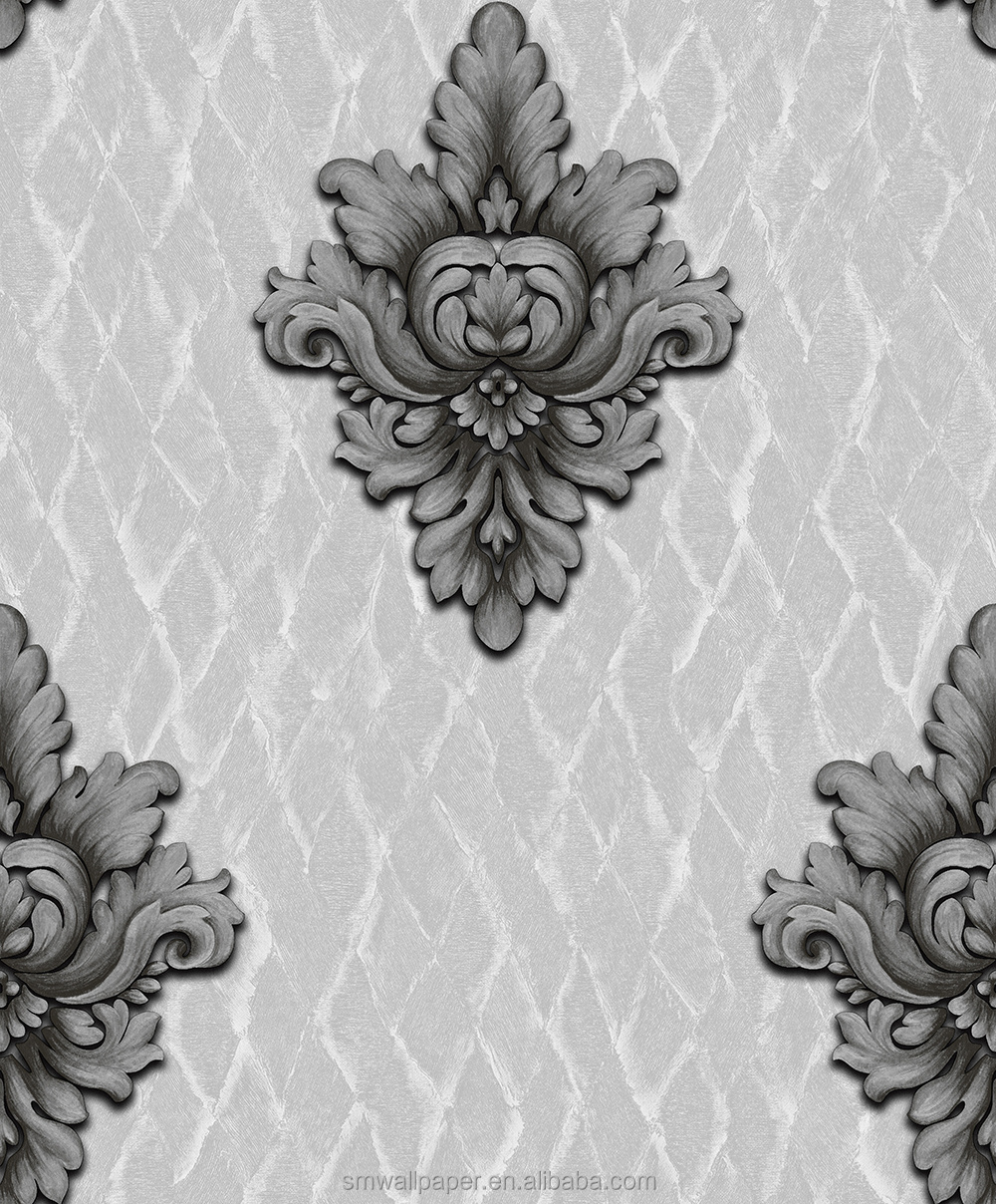 Popular in African Market Modern Design 3D Wall Paper Rolls Embossed Damask Pattern Wallpaper 3d Wall Paper