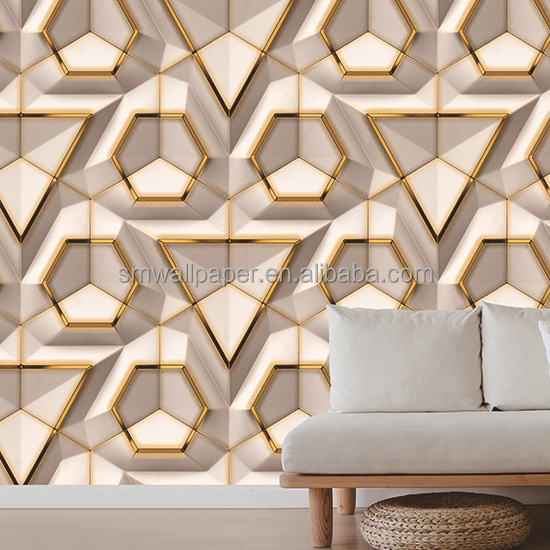 New Arrival Household PVC 3d Wallpaper Interior coating wall paper geometric pattern modern Wallpaper for home decor