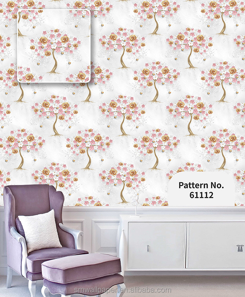 Best Quality Popular Wallpaper Rolls New Modern Design Wall Paper PVC Designs red rose flowers wallpapers