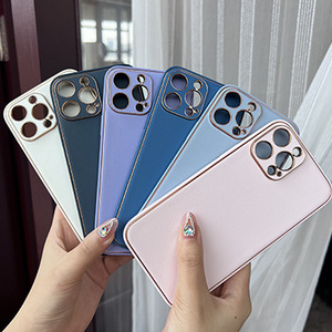 Amazon Hot Selling Electroplated Full Cover Genuine Leather Shock Proof Bulk 2022 Mobile Phone Cases For iPhone 14