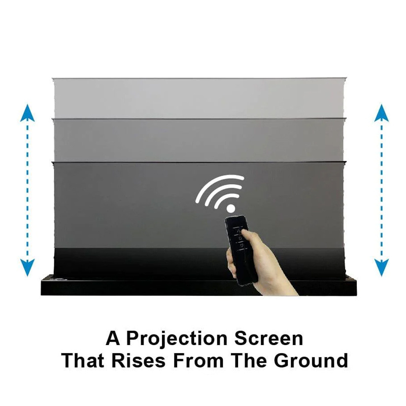 120 inch Floor Rising Electric Projector Screen UST Laser Projector Ambient Light Rejecting 4k Portable Floor Standing Screen