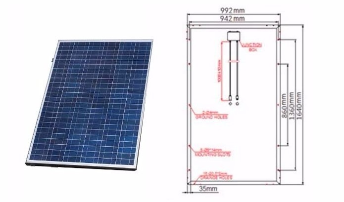 Poly PV system 250w solar panel with cable