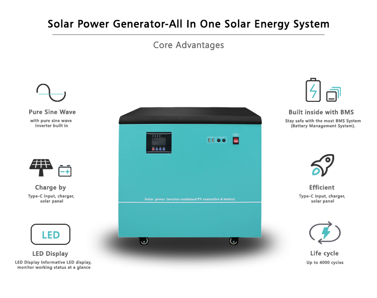 lithium battery 48v solar inverter ups all in one generator 3kva 220v solar generator