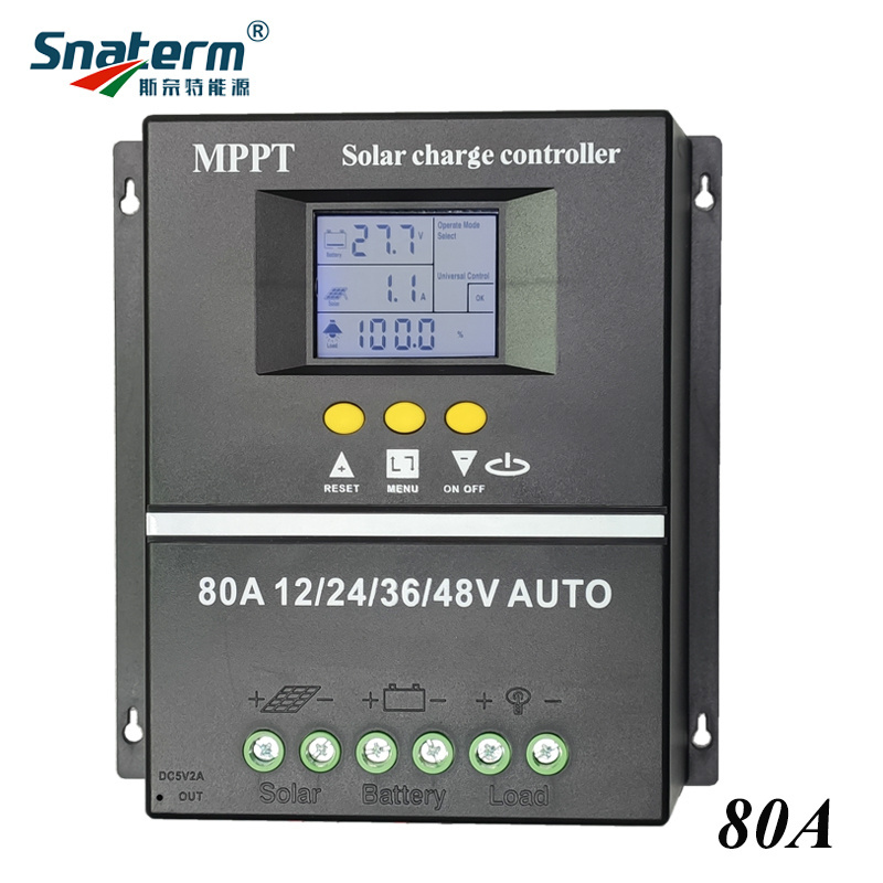 Factory Solar Charge Controller USB Manual 12V 24V 36V 48V DC 100A/80A/60A Solar Controller