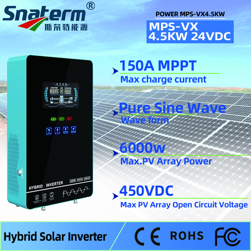 4.5KW Hybrid Solar Inverter 24VDC to 220VAC with 24V 150A MPPT Solar Charger Controller Smart Solar Home system