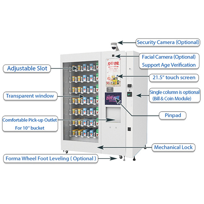 Wifi Vending Machine Coin Operated Snack SNBC BVM-RI200 Fast Food Black Pharmacy Vending Machine