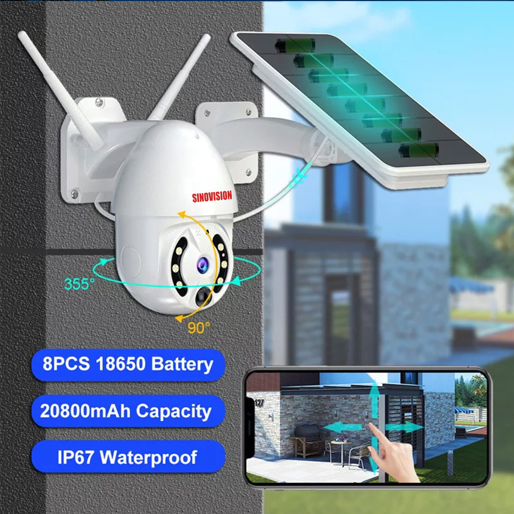 Factory price 3G 4G sim solar camera wireless WIFI ptz outdoor Solar security alarm 1080p 3mp camera with 8W solar panel