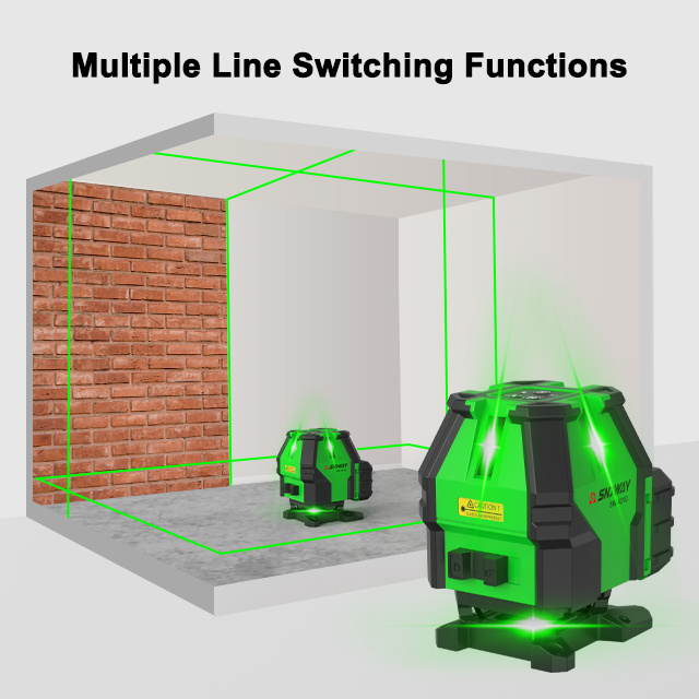 Sndway High Quality 3D Green Rotary Laser Level 16 Lines Self-Leveling Wireless Remote 360 Horizontal & Vertical Laser 360 Level