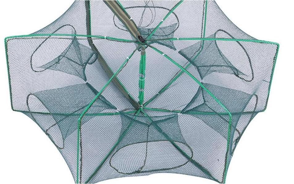 6 Hole 8 10 Hole Polygonal Shrimp Cage Foldable Shrimp Cage Fishing Tools Automatic Fishing Net Umbrella Fishing Cast Net