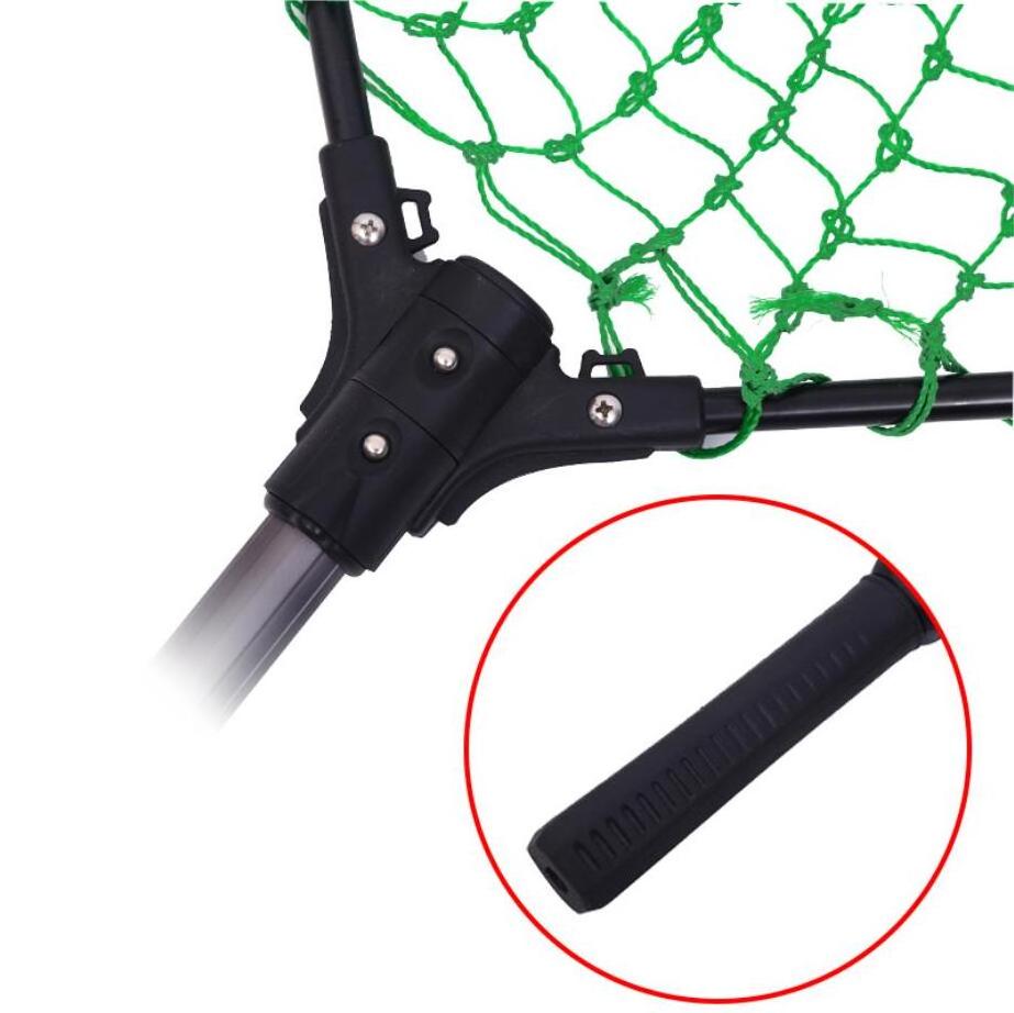 New Large 2.5m Folded Hand Aluminium Alloy Landing Fishing Net Big Triangle Durable Nylon Fish Catching Mesh Net