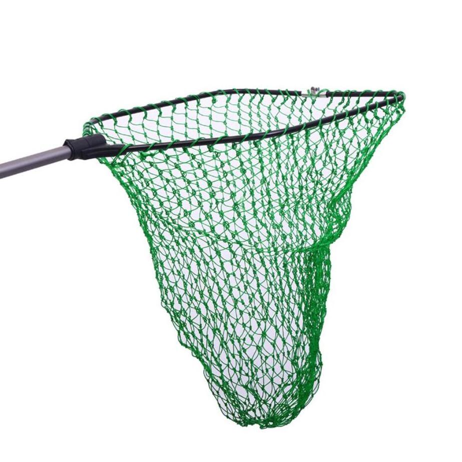 New Large 2.5m Folded Hand Aluminium Alloy Landing Fishing Net Big Triangle Durable Nylon Fish Catching Mesh Net