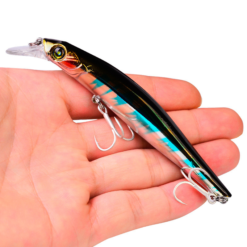 New Floating Plastic Hard Fishing Lure 70/115 /150 MM With Blood Trough Hook Minnow Ocean Fishing Bait