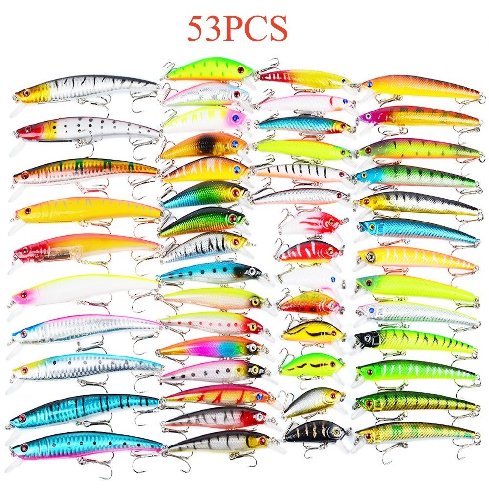 New Fishing Lures Hard Baits Minnow Wobbler Crankbaits Kits Mixed Colors Treble Hooks Fishing Tackle Hard Bait Set