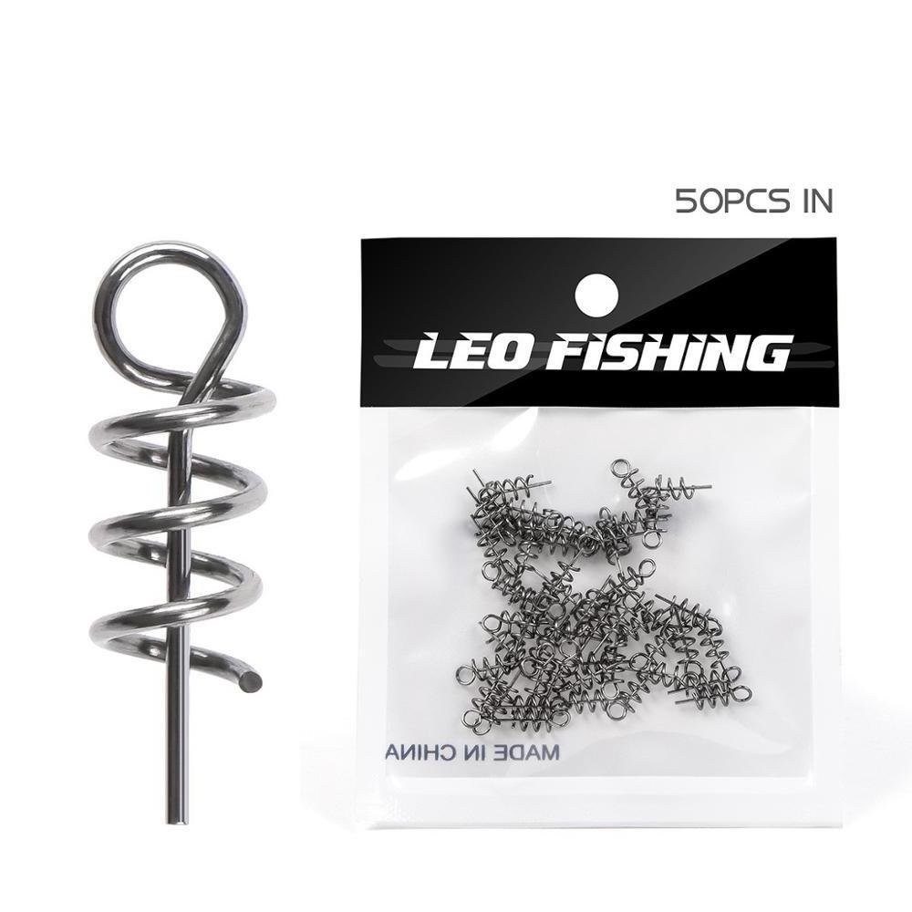 50PCS Fishing Hook Connector Soft Bait Spring Centering Pins Fixed Latch Needle Spring Twist Crank Lock For Soft Lure