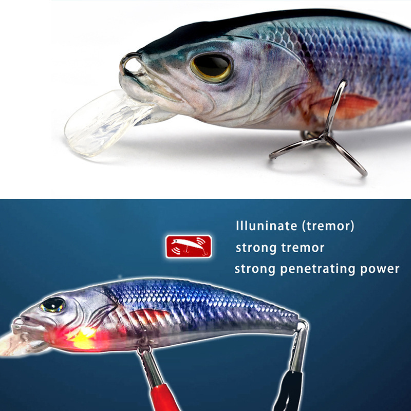 Rechargeable Bait 100mm 16g Vibrate Minnow Lure And Flashing Led Light Fishing Lure Floating Electric Lure