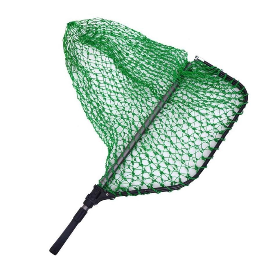 New Large 2.5m Folded Hand Aluminium Alloy Landing Fishing Net Big Triangle Durable Nylon Fish Catching Mesh Net