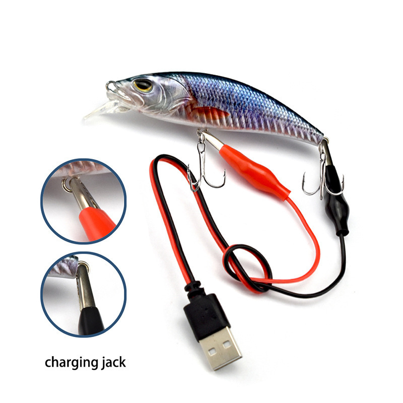 Rechargeable Bait 100mm 16g Vibrate Minnow Lure And Flashing Led Light Fishing Lure Floating Electric Lure