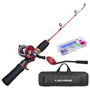 SNEDA Winter 50cm Ice Fishing Rod Suit fishing Reel Combos Fishing Wheel Bag Lure Set