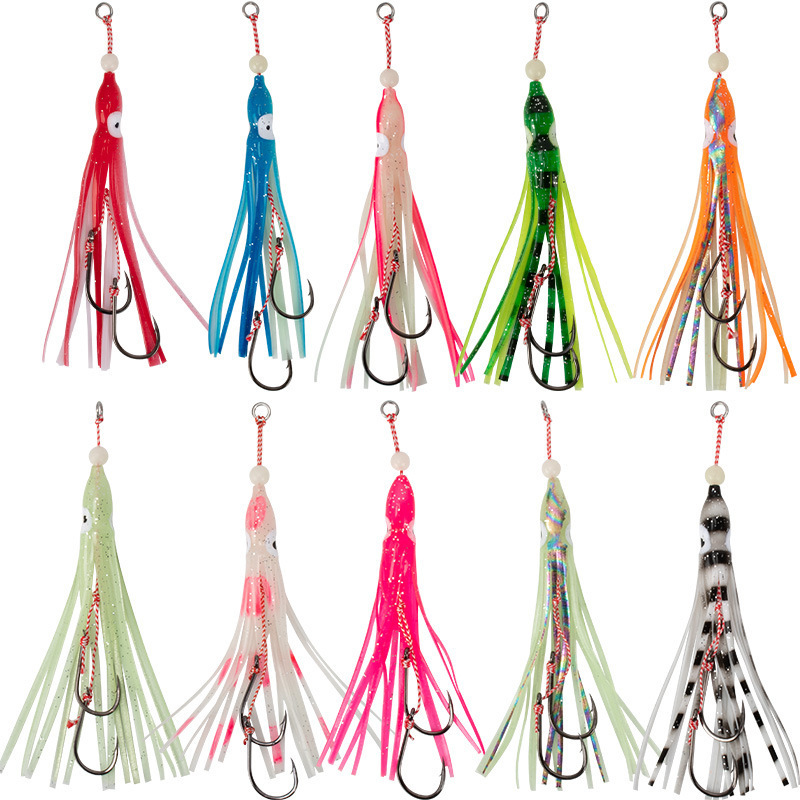 Wholesale 12cm Sea Fishing Lures Luminous Squid Hook Simulation Octopus Hook Squid Skin Accessories