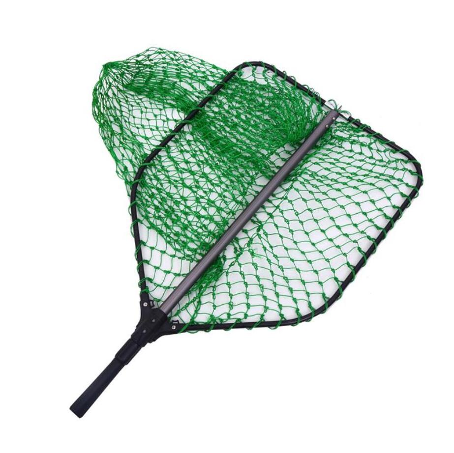 New Large 2.5m Folded Hand Aluminium Alloy Landing Fishing Net Big Triangle Durable Nylon Fish Catching Mesh Net