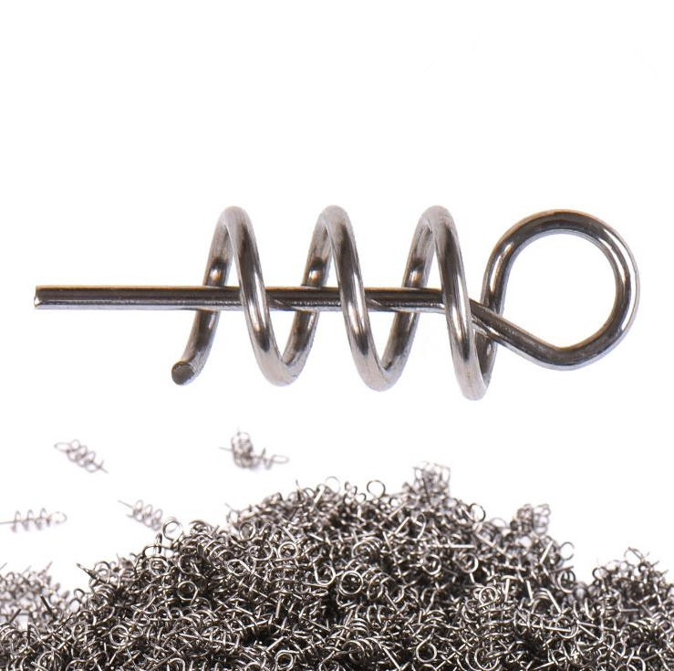 50PCS Fishing Hook Connector Soft Bait Spring Centering Pins Fixed Latch Needle Spring Twist Crank Lock For Soft Lure