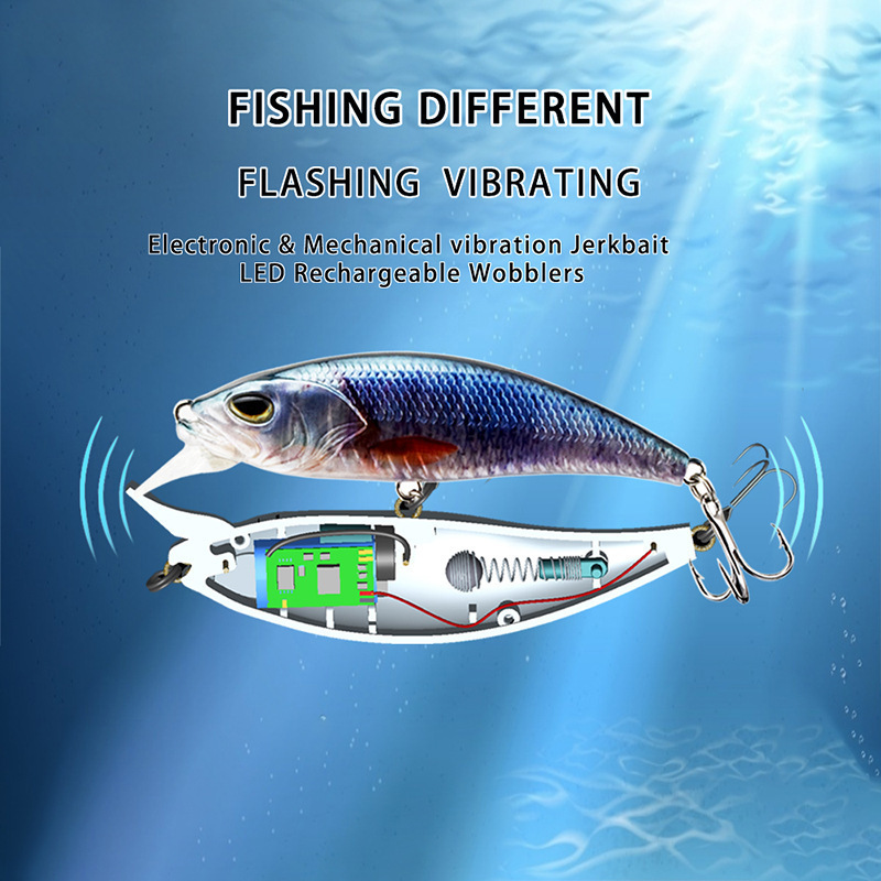 Rechargeable Bait 100mm 16g Vibrate Minnow Lure And Flashing Led Light Fishing Lure Floating Electric Lure