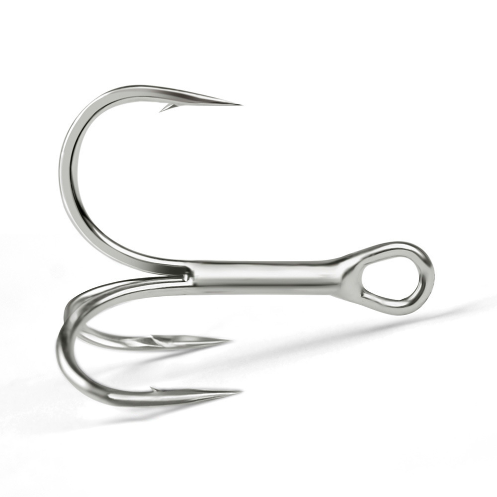 Bright Tin Barbed 2X Strong Treble Hook with Strengthen Blood Trough High Strength Carbon Fishing Tackle Hook