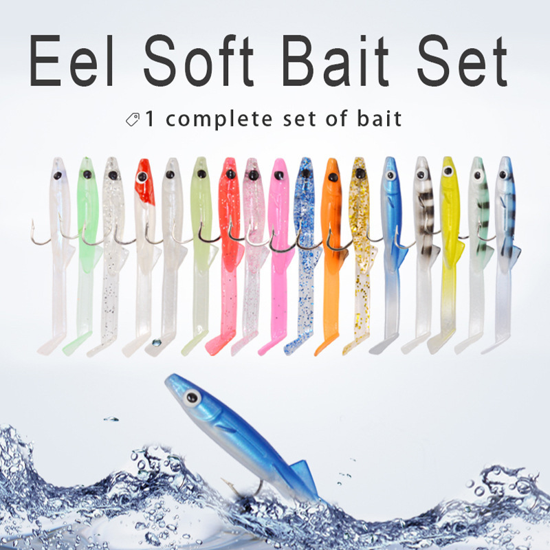 Swim Bait soft Molds with Hook 65mm 1.5g 17pcs/box Easy shiner Eel Lure small fish Rubber soft fishing lure