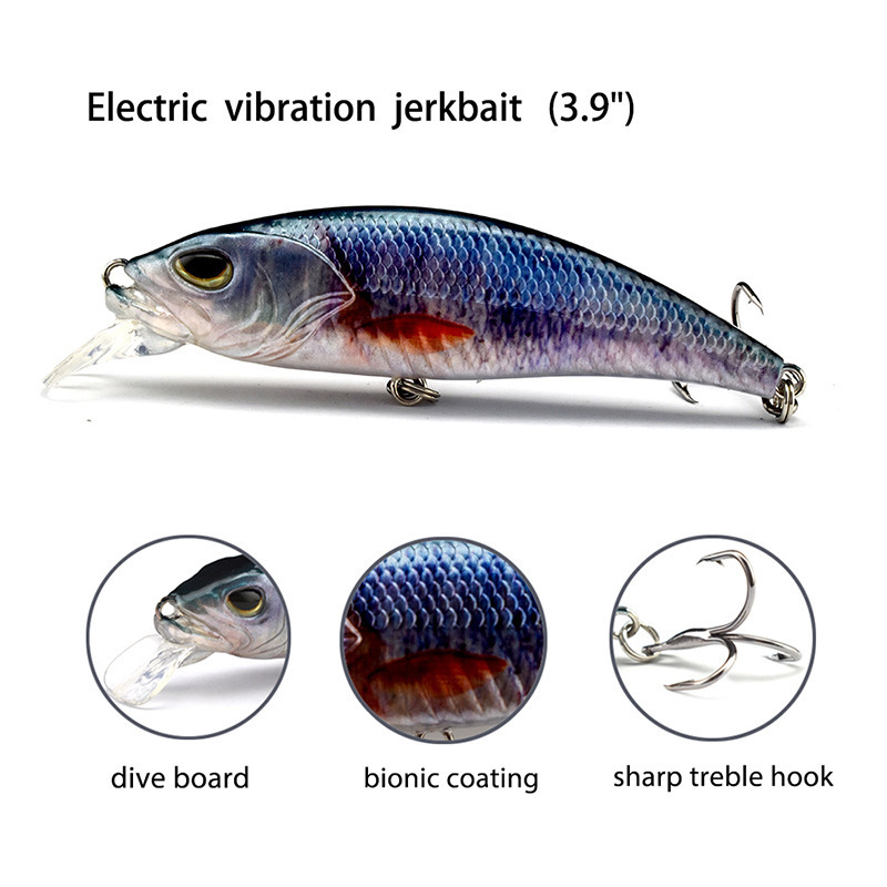 Rechargeable Bait 100mm 16g Vibrate Minnow Lure And Flashing Led Light Fishing Lure Floating Electric Lure