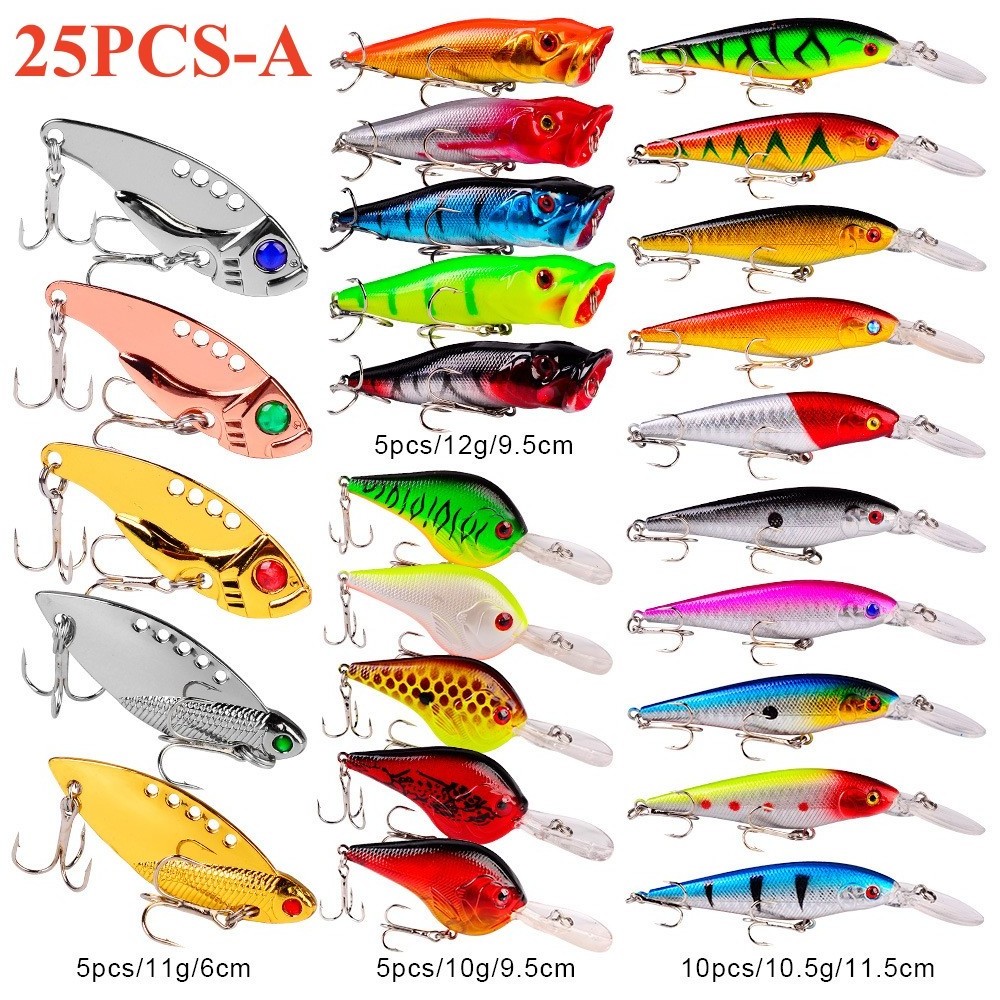 New Fishing Lures Hard Baits Minnow Wobbler Crankbaits Kits Mixed Colors Treble Hooks Fishing Tackle Hard Bait Set