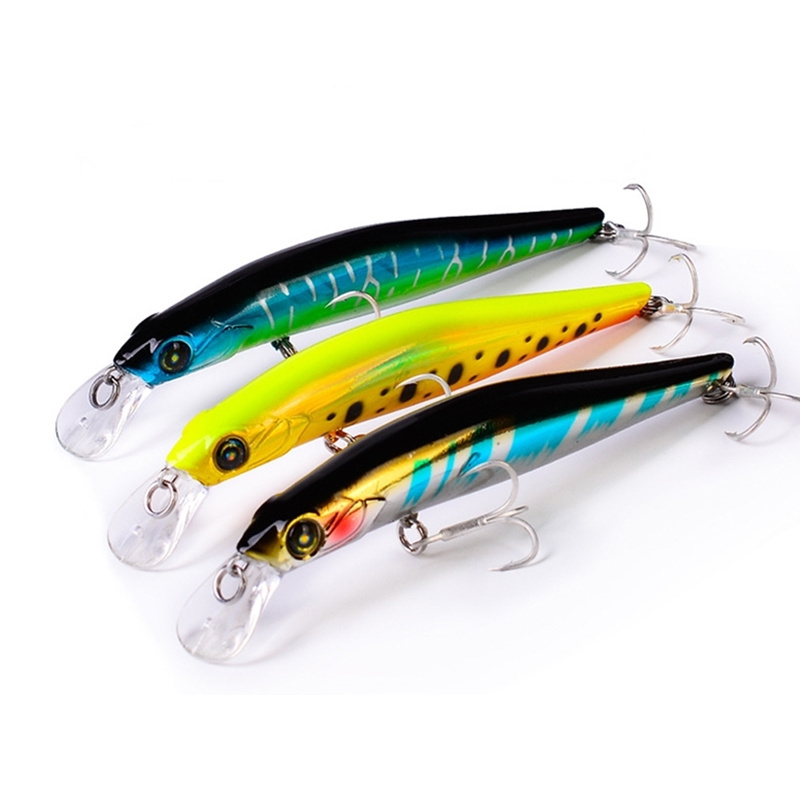 New Floating Plastic Hard Fishing Lure 70/115 /150 MM With Blood Trough Hook Minnow Ocean Fishing Bait