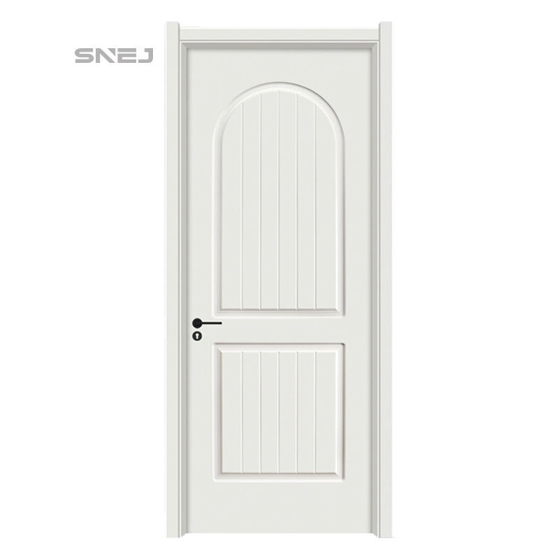 Automatic solid wood swing door MDF core, modern white interior door