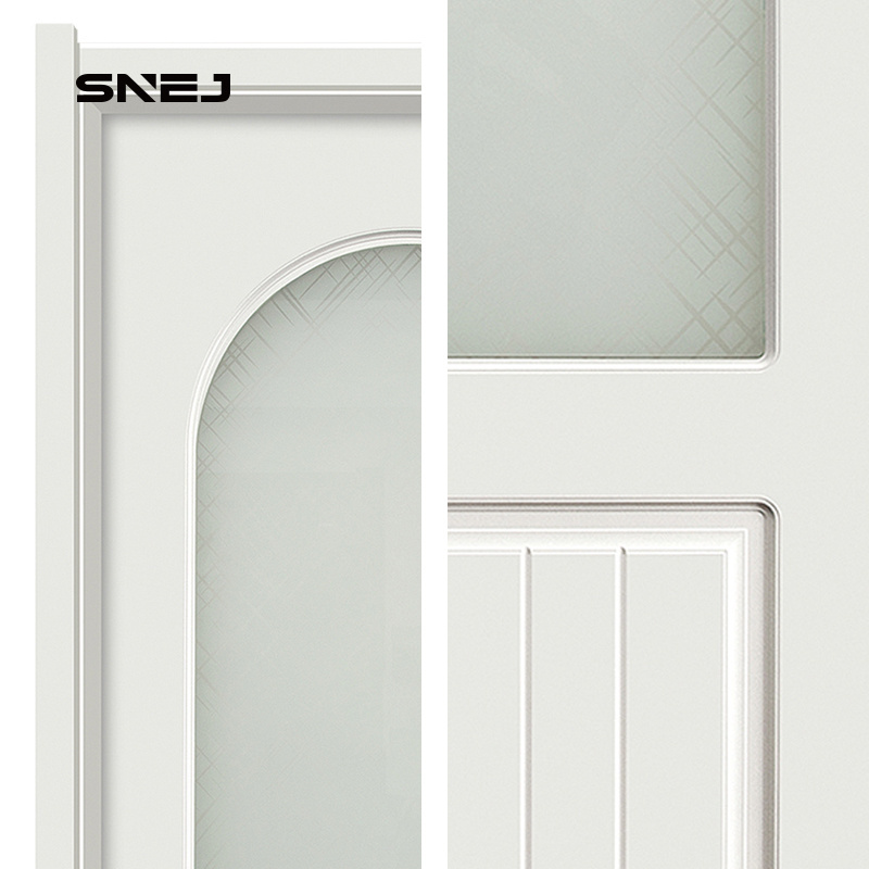 Automatic solid wood swing door MDF core, modern white interior door