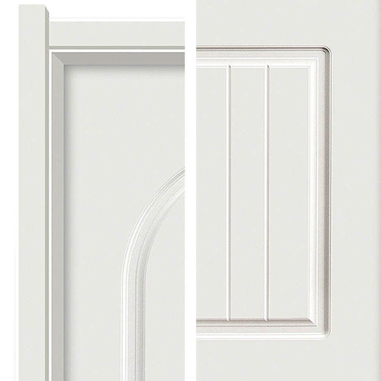 Automatic solid wood swing door MDF core, modern white interior door