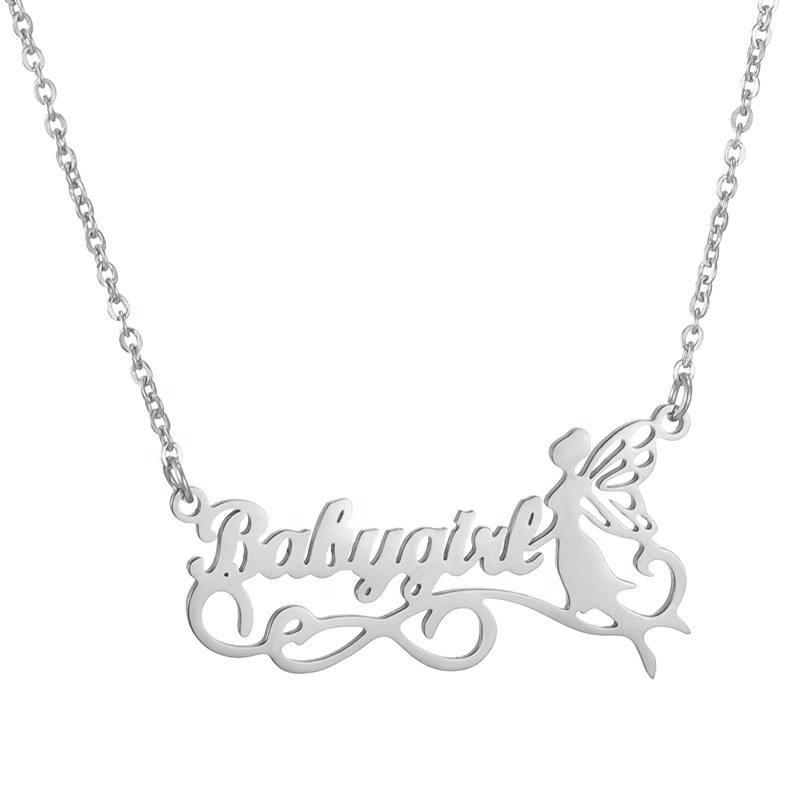 custom necklace Stainless steel angel elf name letter necklace one piece can do models names necklace