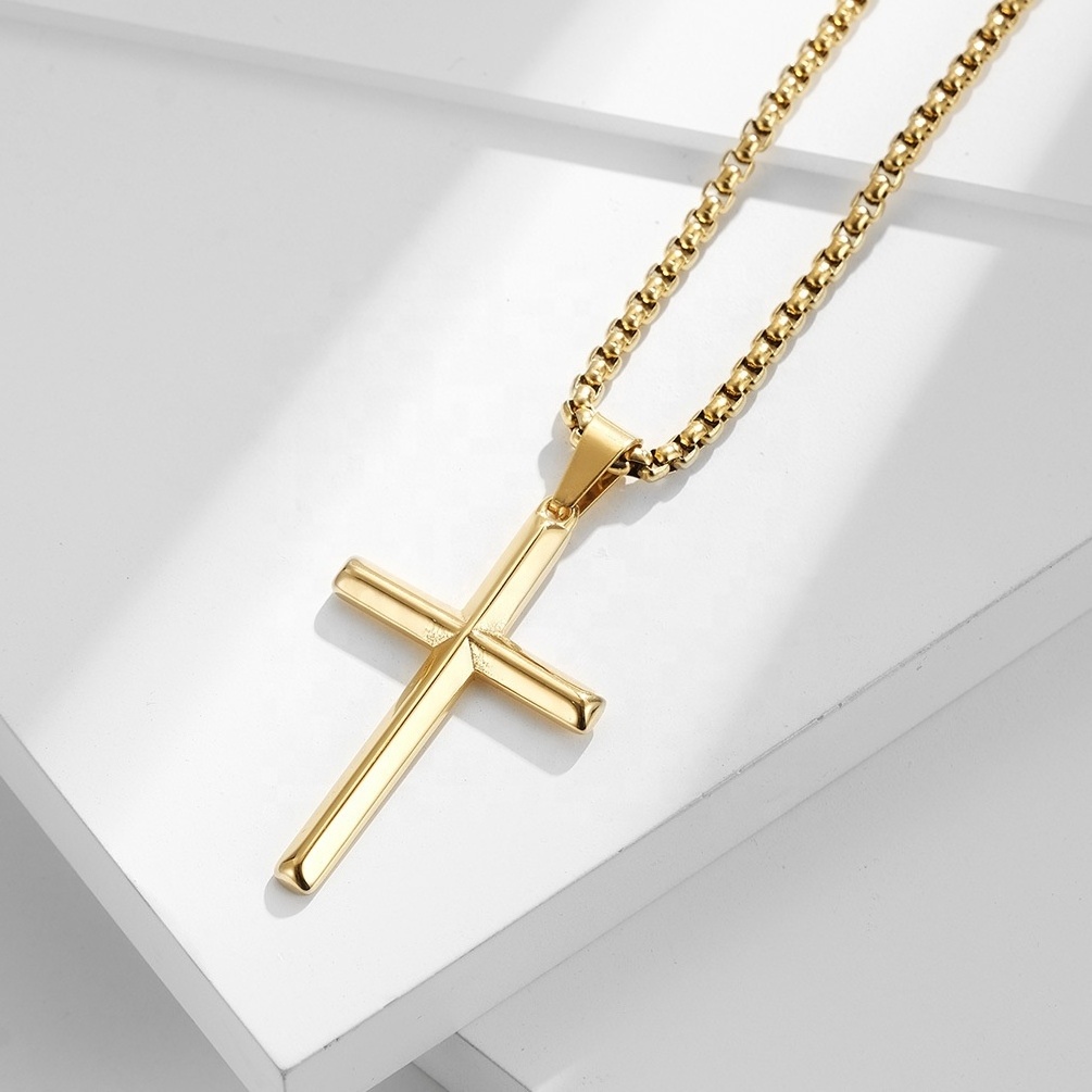 stainless steel necklace cross  pendant necklace hip hop for men and women jewelry