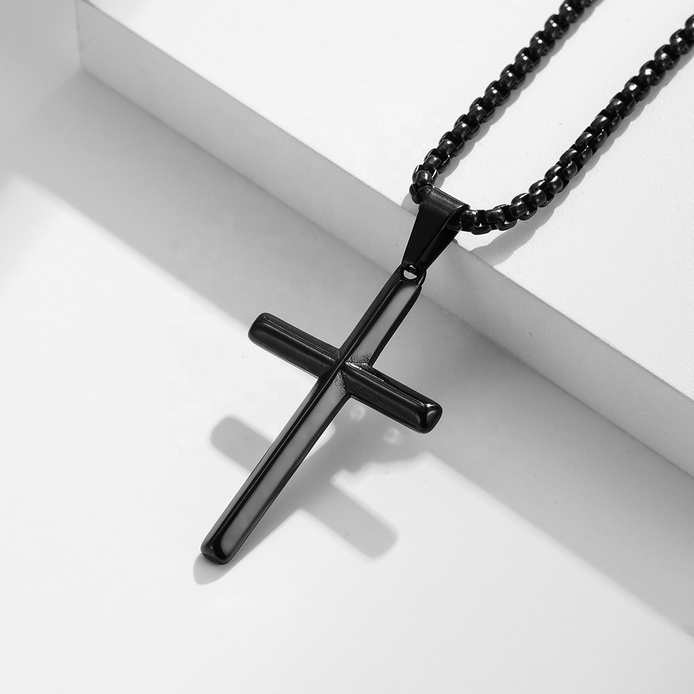 stainless steel necklace cross  pendant necklace hip hop for men and women jewelry