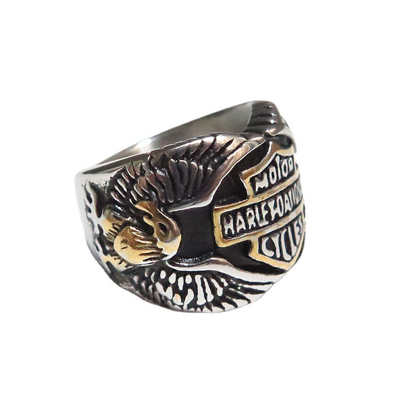 Fashion Personality Punk Style Men's Jewelry Flying Eagle Ring Titanium Steel Exaggerated Retro Ring