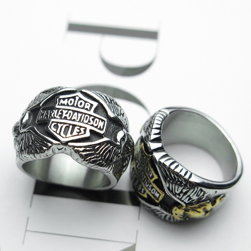 Fashion Personality Punk Style Men's Jewelry Flying Eagle Ring Titanium Steel Exaggerated Retro Ring